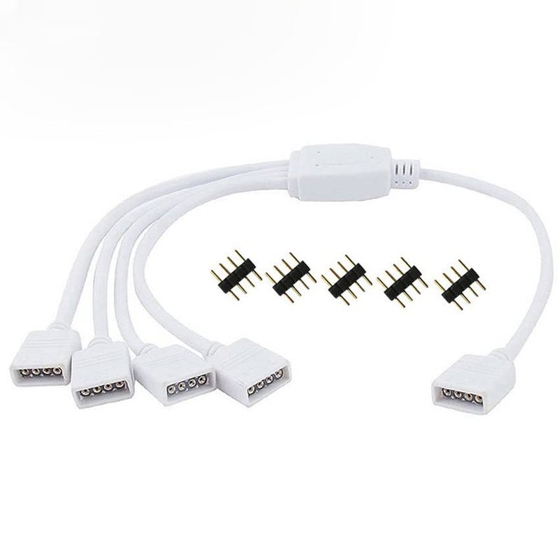 RGBZONE 4 Pins Splitter Cable Y-Splitter (Four Way) for 5050 3528 RGB LED Light Strip with 5 Male 4 Pin Plugs - Image 2